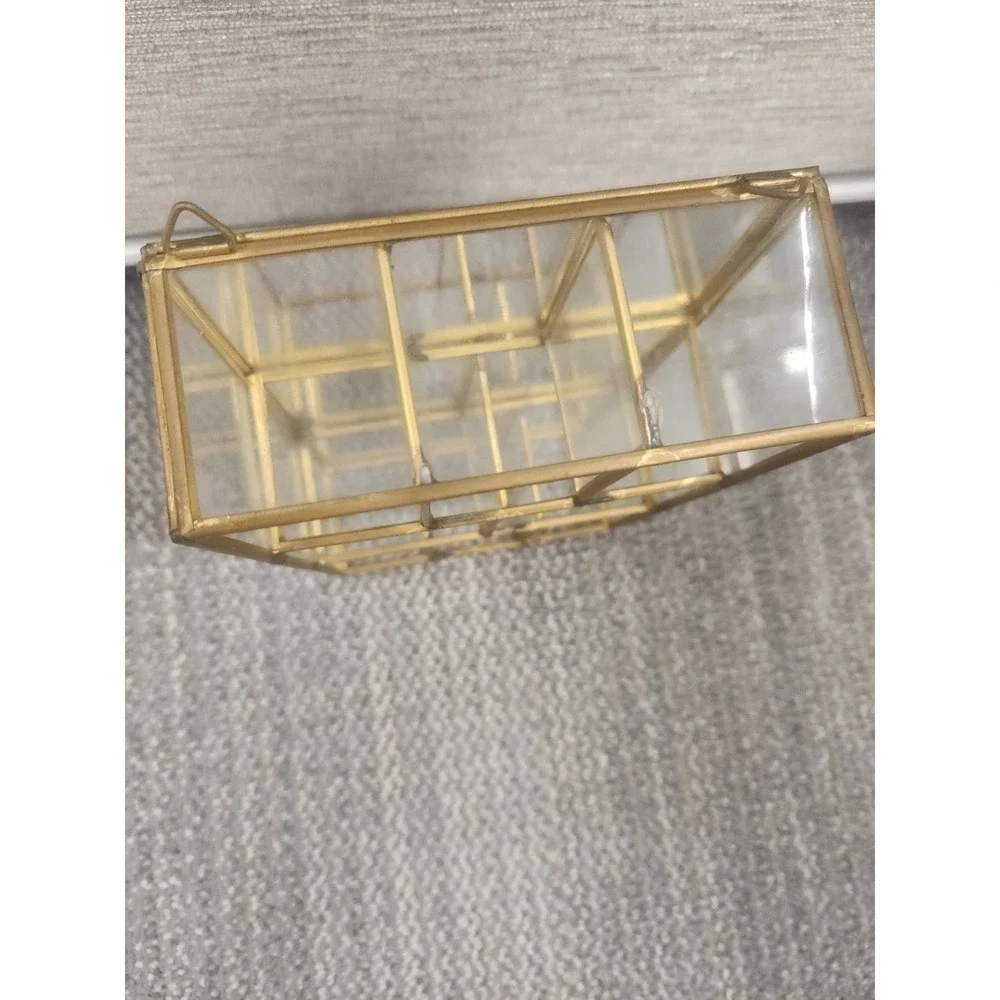 Vtg Brass Mirrored Glass Tabletop /Wall Mount Mini Curio Trinket Cabinet 8 1/4